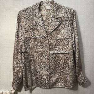 VINTAGE Paolo Santini 100% Silk shirt jacket Size 10 Gorgeous camp collar